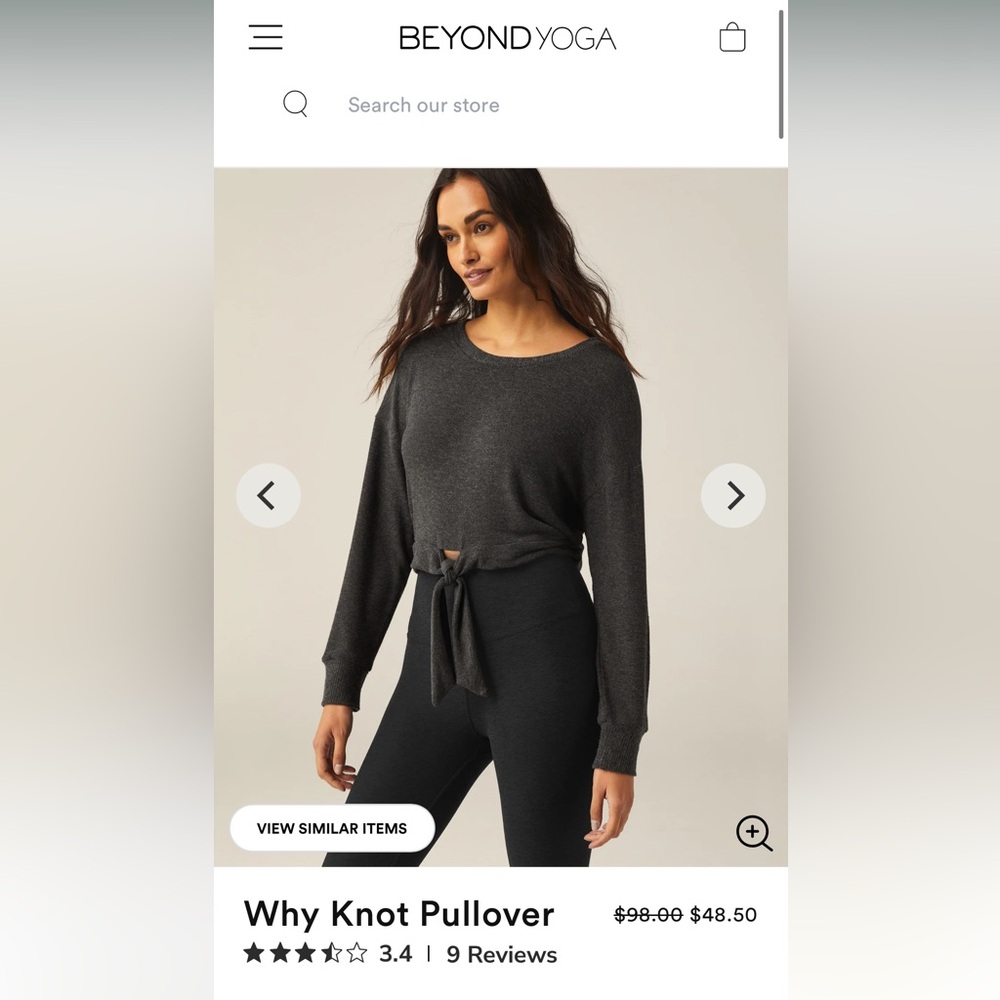 Beyond Yoga Why Knot Pullover in Charcoal Size Small